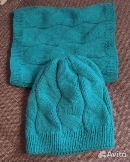 Набор вязаный шапка+снуд