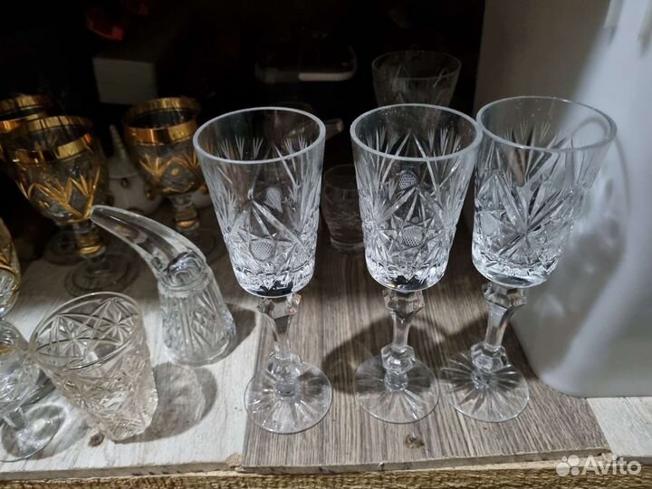 Хрустальные стаканы,бокалы,сахарница