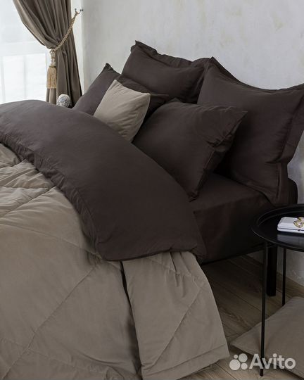 Бархатное покрывало Богема кофе на диван