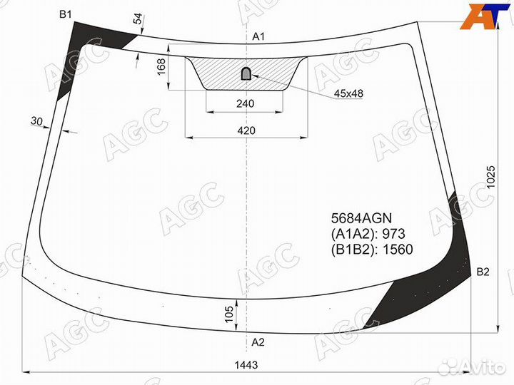 Mitsubishi lancer 10 2007- стекла эй джи си бсз AGC automotive 5684AGN-AGC