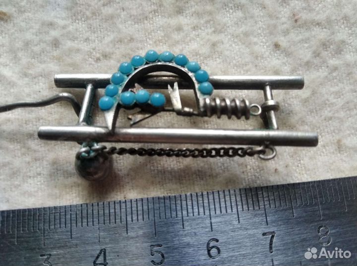 Брошь серебро бирюза 84 проба