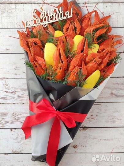 Мужские букеты, букет из раков, колбасный букет