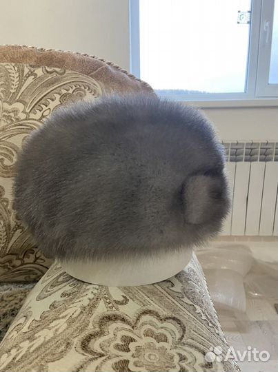 Шапка голубая норка, новая