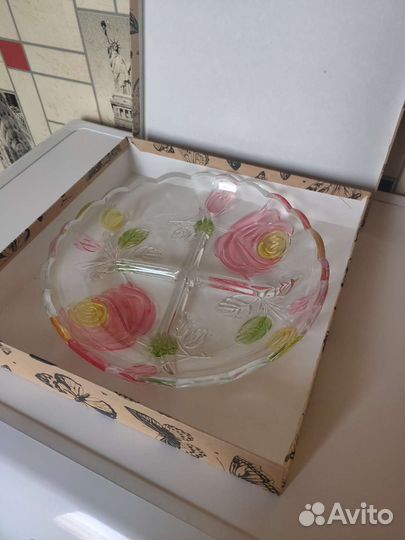 Менажница стекло 22см