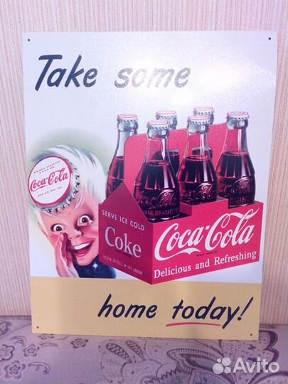 Декоративная настенная табличка “Coca-Cola”. США