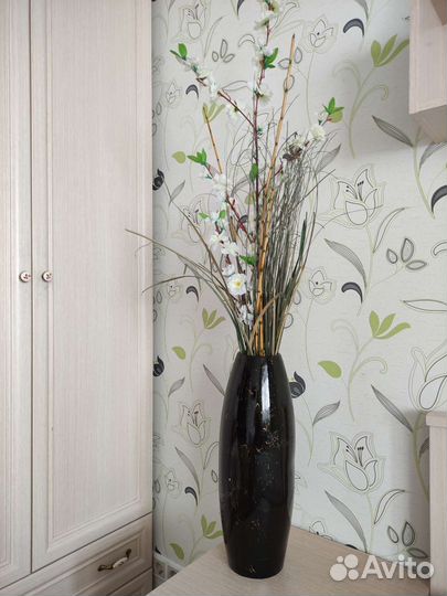 Ваза овал чёрная 47см