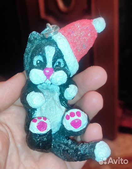 Ватная елочная игрушка ручная работа