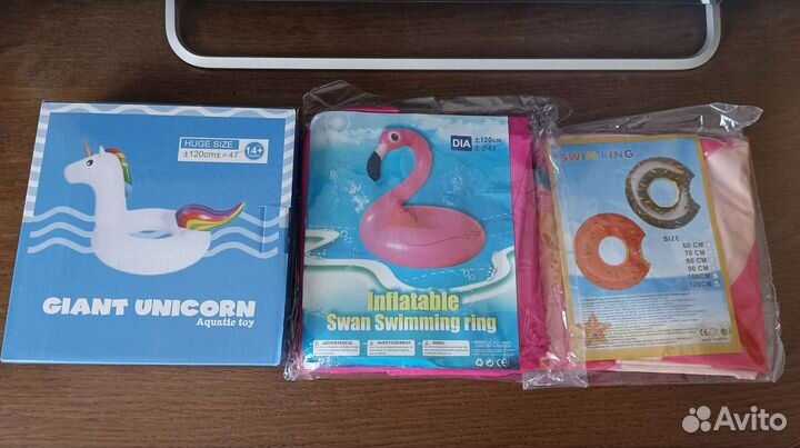 Надувной круг единорог, пончик, фламинго 120см