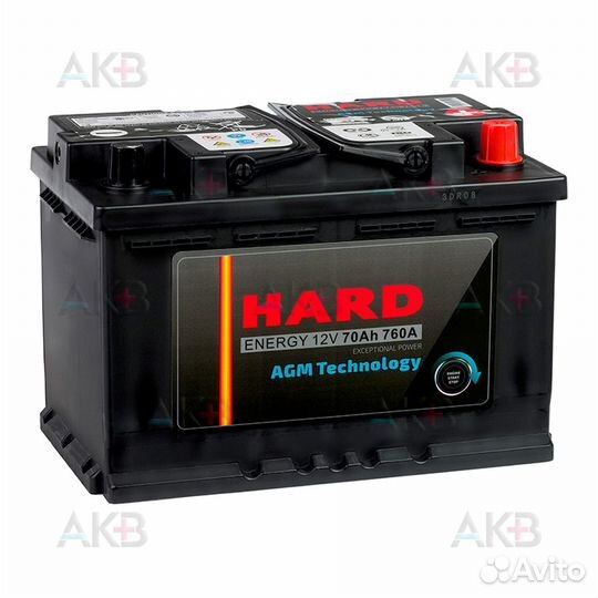 Аккумулятор автомобильный hard AGM 70Ah 760A (278x