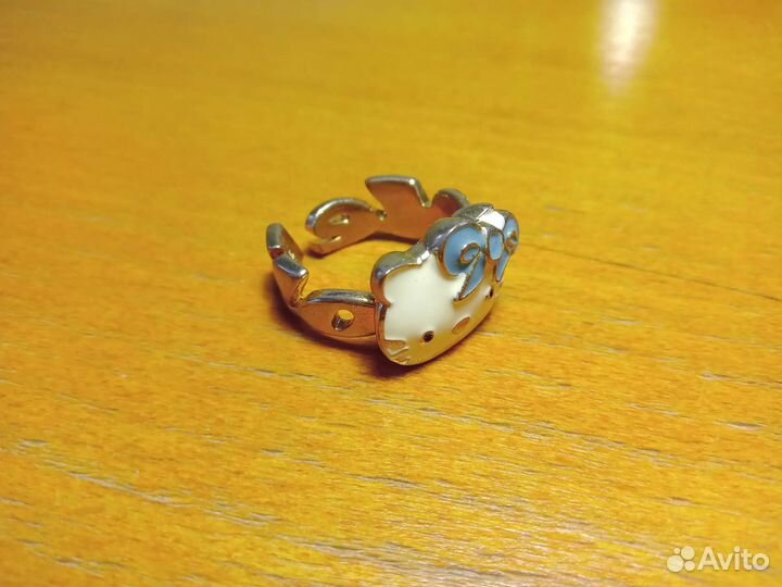 Позолоченое кольцо hello kitty