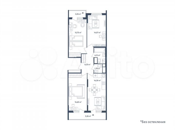 3-к. квартира, 78,7 м², 4/4 эт.