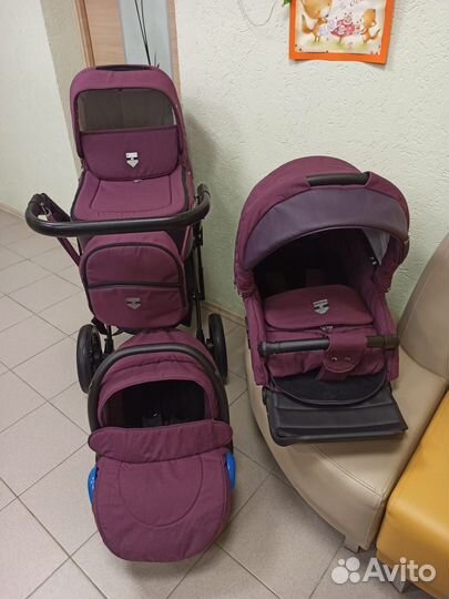 Яркая вишенка коляска Adamex Emilio 3 в 1