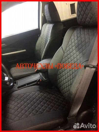 Чехлы Honda CR-V 4 из экокожи чёрные Ромб