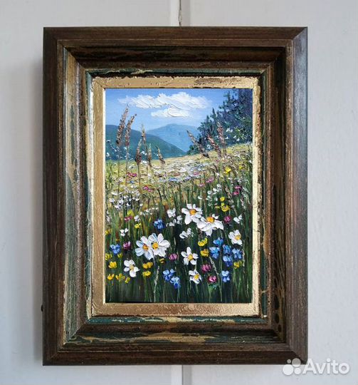 Картина Маслом Пейзаж Полевые Цветы