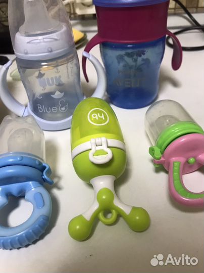 Поильник Nuk,Стакан непроливайка Avent,3 нимблера