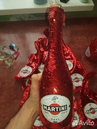 Чехол с пайетками на бутылку шампанского