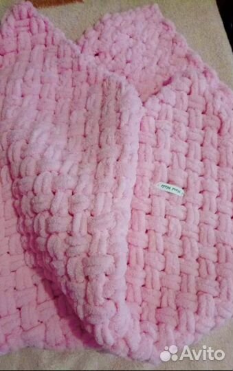 Плед детский плюшевый вязанный