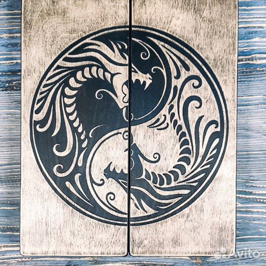 Доска садху с гвоздями Драконы Инь-Ян