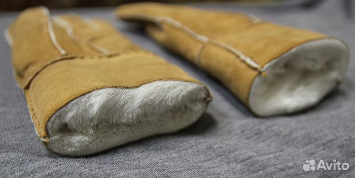 Перчатки светлые, теплые, меховые