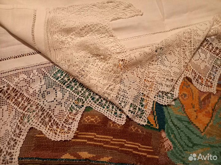 Старинная вышивка подзор кружево