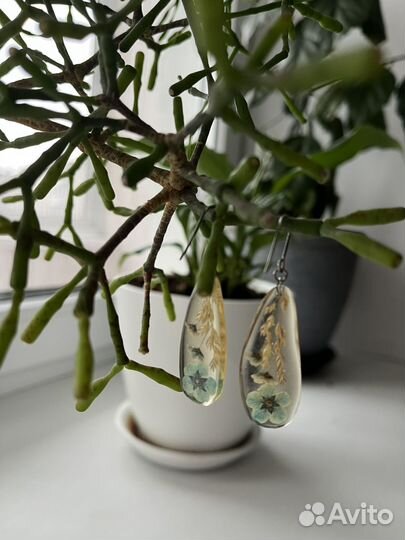 Серьги эпоксидная смола, сухие цветы