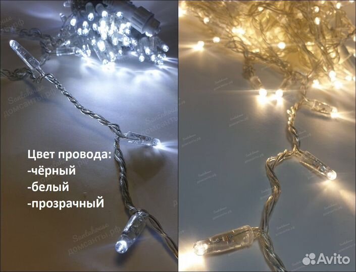 Морозостойкая гирлянда нить синяя белая уличная