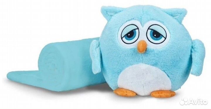 Игрушка Сова с пледом 3 в 1,40 см,розов,желт,голуб