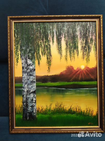 Закат. Картина маслом. Холст на подрамнике