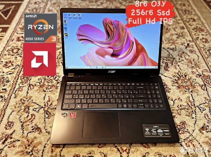 Мощный Ноутбук Acer Ryzen 3-3200u/8гб/256 ssd