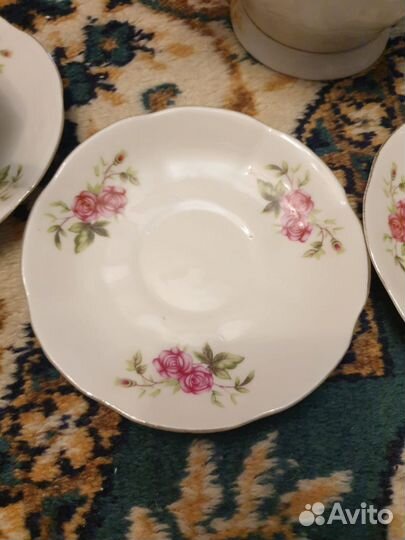 4 чайные пары с чайником