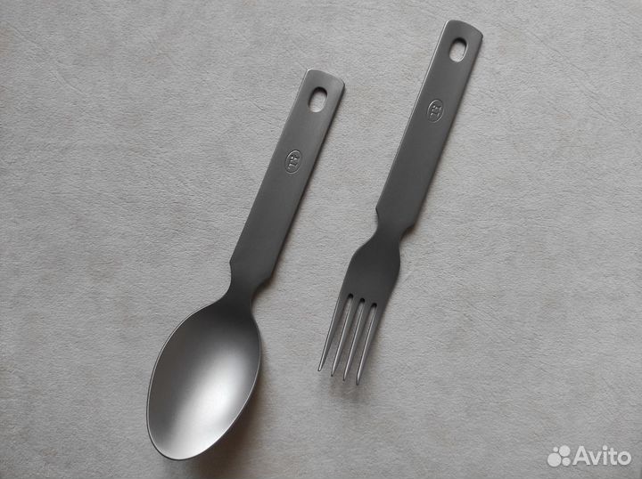 Титановая ложка, вилка, набор титановый