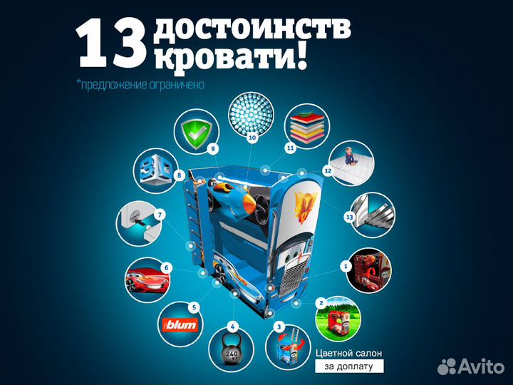 Двухъярусная детская кровать для мальчика с бортик