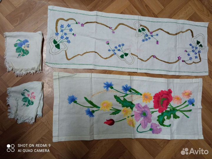 Полотенца, наволочка, занавески СССР с вышивкой