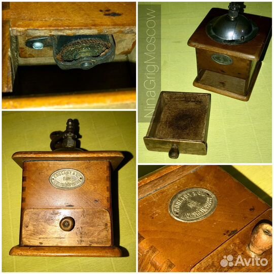 Две антик кофемолки. Рабочие.1820е, 1930е