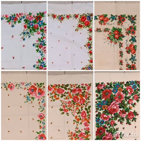 Павловпосадские платки белые СССР, новые