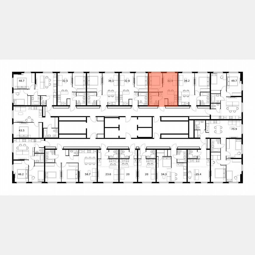 1-к. квартира, 32,5 м², 11/25 эт.