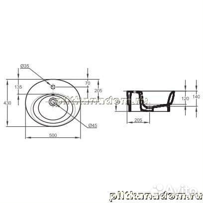 Jacob Delafon Ove E1708-00 раковина на столeшницу с высоким бортиком 50х43