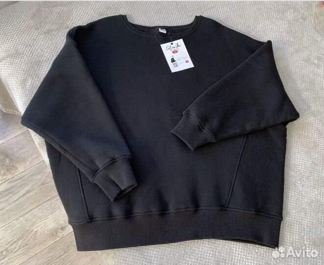 Свитшот с начесом оверсайз черный