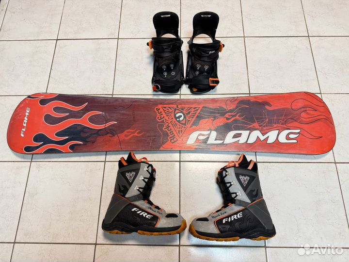 Мужской сноуборд комплект Black Fire - 155 - 44