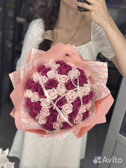 Букет из мыльных роз