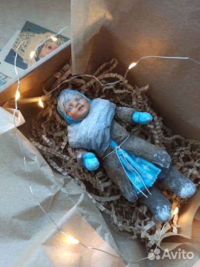 Ватная ёлочная игрушка снегурочка