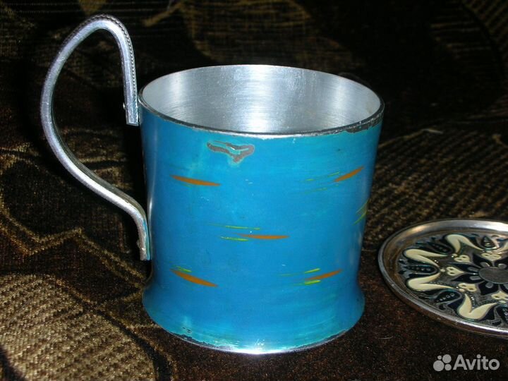 Подстаканник с подставкой, эмаль, алюминий, СССР