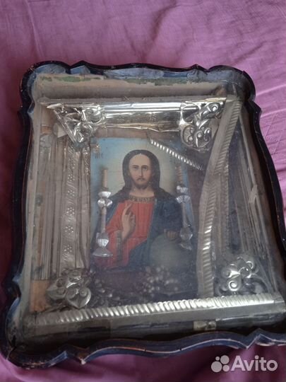 Старинная икона. Господь Вседержитель. 19 век