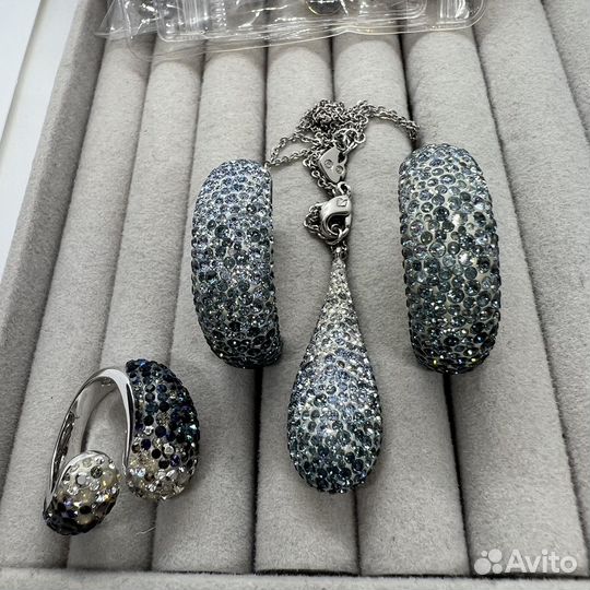 Swarovski коллекция голубая кулон серьги конго