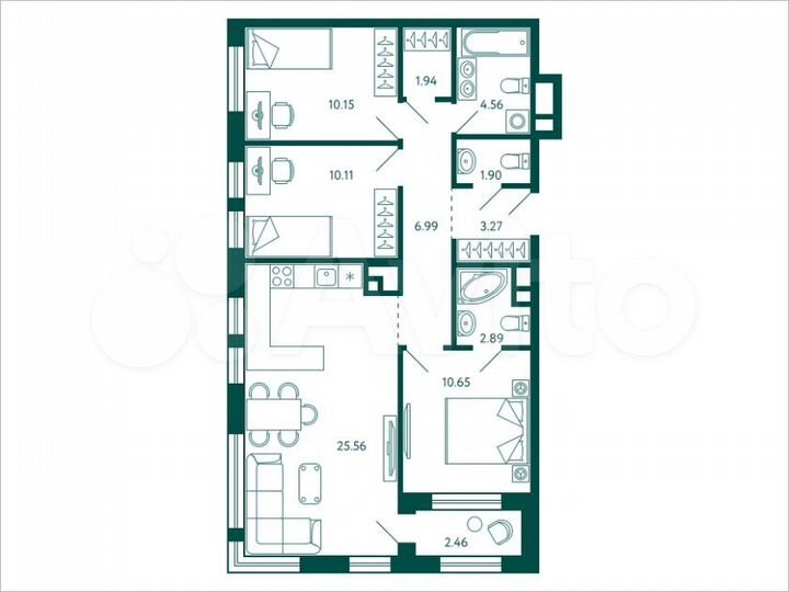 3-к. квартира, 79,3 м², 21/28 эт.