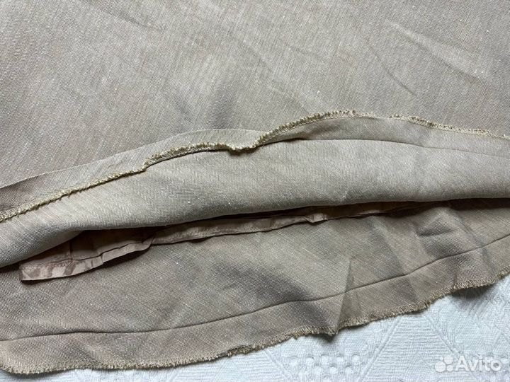 Бежевая юбка лен р.48