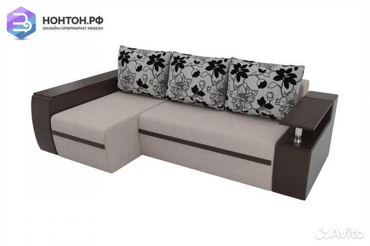 Диван угловой еврокнижка Ричмонд рогожка бежевая