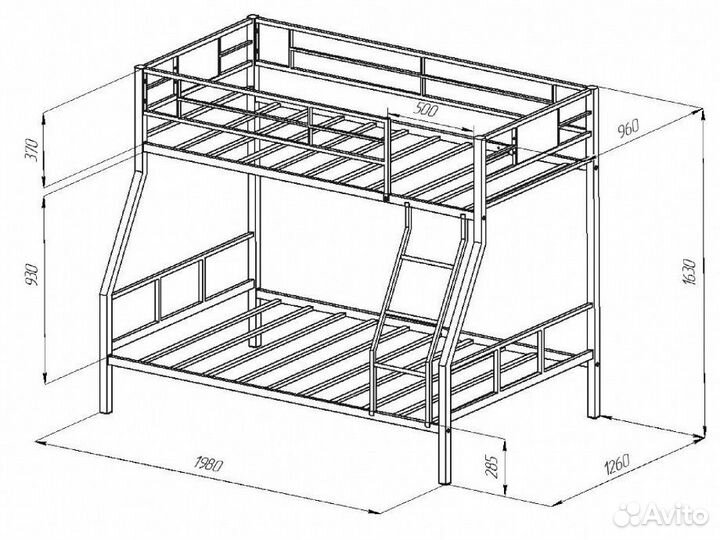 Двухъярусная кровать металлическая