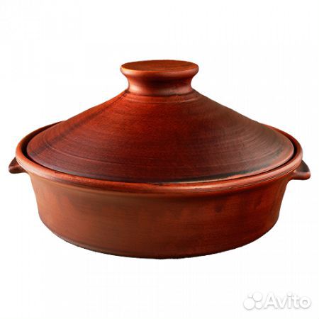 Сковорода глиняная 30 см с ручками + крышка