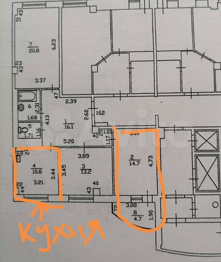 Комната 14,7 м² в 3-к., 14/16 эт.